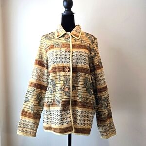 Vintage Cotton Tapesty Woven Blazer Jacket Women's Medium